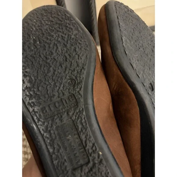 ARCHE France WOMENS Chocolate Brown Ballet Flats SZ 38 Rubber Sole Quiet Luxury - Picture 4 of 5